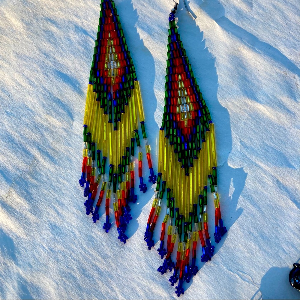 Rainbow Native American beaded earrings
